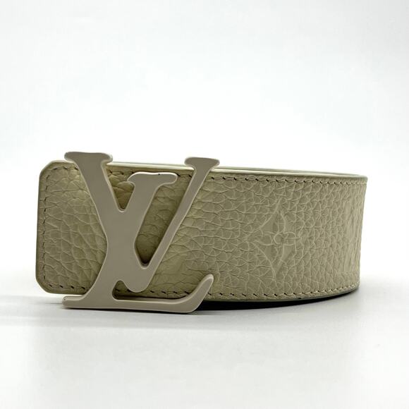 Size 95CM - Louis Vuitton San Tulle White Leather Men's Belt - Picture 1 of 6